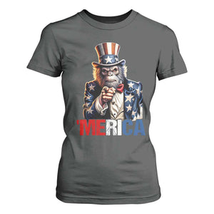 Bigfoot Merica T Shirt For Women American Flag Patriotic 4th Of July Uncle Sam TS10 Dark Heather Print Your Wear