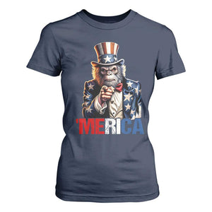 Bigfoot Merica T Shirt For Women American Flag Patriotic 4th Of July Uncle Sam TS10 Navy Print Your Wear