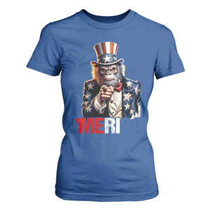 Bigfoot Merica T Shirt For Women American Flag Patriotic 4th Of July Uncle Sam TS10 Royal Blue Print Your Wear