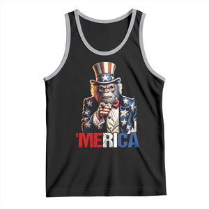 Bigfoot Merica Tank Top American Flag Patriotic 4th Of July Uncle Sam TS10 Black Athletic Heather Print Your Wear