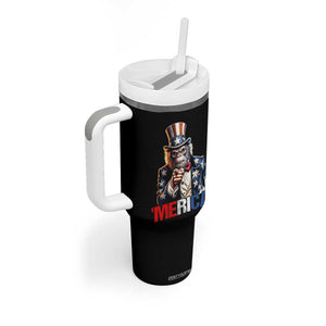 Bigfoot Merica Tumbler With Handle American Flag Patriotic 4th Of July Uncle Sam TS10 Print Your Wear