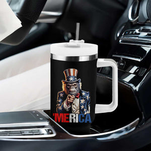Bigfoot Merica Tumbler With Handle American Flag Patriotic 4th Of July Uncle Sam TS10 Print Your Wear