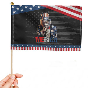 Bigfoot Merica Patriotic Handheld Flag American Flag 4th Of July Uncle Sam TS10 Distressed 8.2" × 5.5" Black Blue Print Your Wear