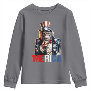 Bigfoot Merica Youth Sweatshirt American Flag Patriotic 4th Of July Uncle Sam TS10 Charcoal Print Your Wear