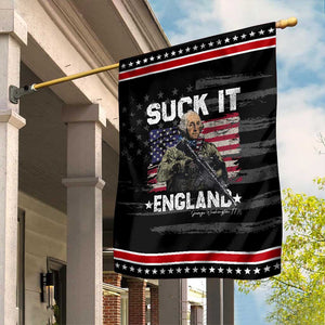 Suck It England Funny 4th of July George Washington 1776 Garden Flag TS10 Distressed Black Red Print Your Wear