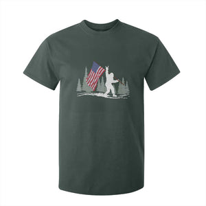 Bigfoot T Shirt For Kid Sasquatch American Flag Patriotic TS10 Dark Forest Green Print Your Wear