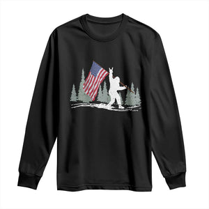 Bigfoot Long Sleeve Shirt Sasquatch American Flag Patriotic TS10 Black Print Your Wear
