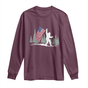 Bigfoot Long Sleeve Shirt Sasquatch American Flag Patriotic TS10 Maroon Print Your Wear