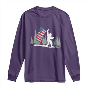 Bigfoot Long Sleeve Shirt Sasquatch American Flag Patriotic TS10 Purple Print Your Wear