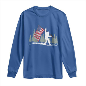 Bigfoot Long Sleeve Shirt Sasquatch American Flag Patriotic TS10 Royal Blue Print Your Wear