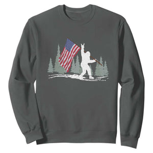 Bigfoot Sweatshirt Sasquatch American Flag Patriotic TS10 Dark Heather Print Your Wear