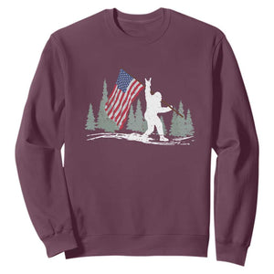Bigfoot Sweatshirt Sasquatch American Flag Patriotic TS10 Maroon Print Your Wear