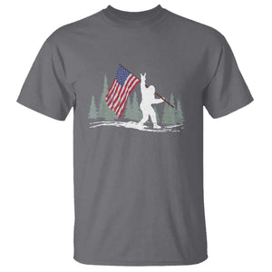 Bigfoot T Shirt Sasquatch American Flag Patriotic TS10 Charcoal Print Your Wear