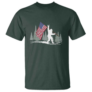 Bigfoot T Shirt Sasquatch American Flag Patriotic TS10 Dark Forest Green Print Your Wear