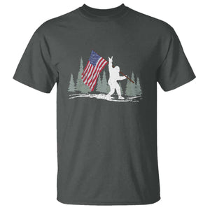 Bigfoot T Shirt Sasquatch American Flag Patriotic TS10 Dark Heather Print Your Wear