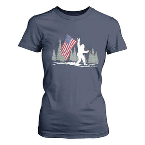 Bigfoot T Shirt For Women Sasquatch American Flag Patriotic TS10 Navy Print Your Wear