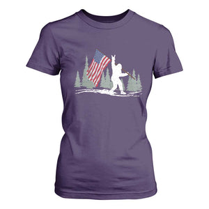 Bigfoot T Shirt For Women Sasquatch American Flag Patriotic TS10 Purple Print Your Wear