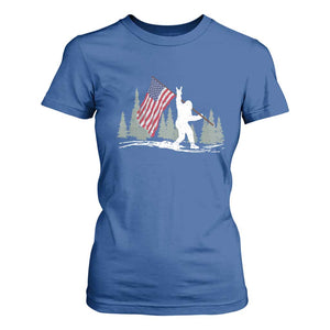 Bigfoot T Shirt For Women Sasquatch American Flag Patriotic TS10 Royal Blue Print Your Wear