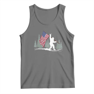 Bigfoot Tank Top Sasquatch American Flag Patriotic TS10 Black Heather Print Your Wear