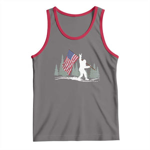 Bigfoot Tank Top Sasquatch American Flag Patriotic TS10 Deep Heather Red Print Your Wear