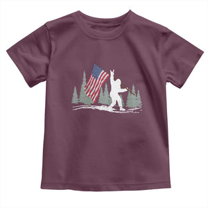 Bigfoot Toddler T Shirt Sasquatch American Flag Patriotic TS10 Maroon Print Your Wear