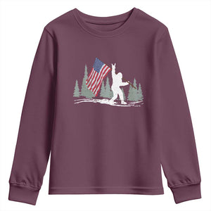 Bigfoot Youth Sweatshirt Sasquatch American Flag Patriotic TS10 Maroon Print Your Wear
