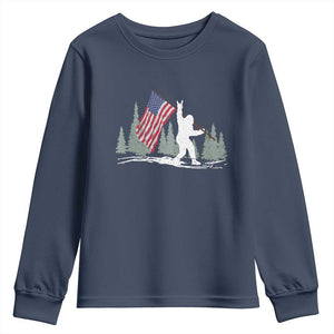 Bigfoot Youth Sweatshirt Sasquatch American Flag Patriotic TS10 Navy Print Your Wear