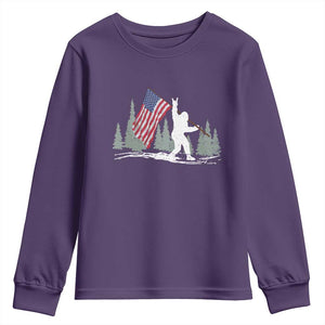 Bigfoot Youth Sweatshirt Sasquatch American Flag Patriotic TS10 Purple Print Your Wear