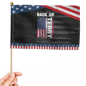 Back It Up Terry Put It In Reverse Patriotic Handheld Flag Funny 4th of July American Flag TS10 Distressed 8.2" × 5.5" Black Blue Print Your Wear