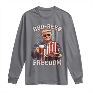 Funny Trump 4th Of July Long Sleeve Shirt Patriotic BBQ Beer Freedom American Flag TS10 Charcoal Print Your Wear