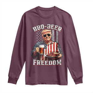 Funny Trump 4th Of July Long Sleeve Shirt Patriotic BBQ Beer Freedom American Flag TS10 Maroon Print Your Wear
