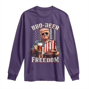 Funny Trump 4th Of July Long Sleeve Shirt Patriotic BBQ Beer Freedom American Flag TS10 Purple Print Your Wear