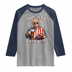 Funny Trump 4th Of July Raglan Shirt Patriotic BBQ Beer Freedom American Flag TS10 Sport Gray Navy Print Your Wear