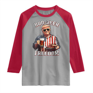 Funny Trump 4th Of July Raglan Shirt Patriotic BBQ Beer Freedom American Flag TS10 Sport Gray Red Print Your Wear