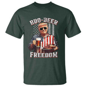 Funny Trump 4th Of July T Shirt Patriotic BBQ Beer Freedom American Flag TS10 Dark Forest Green Print Your Wear