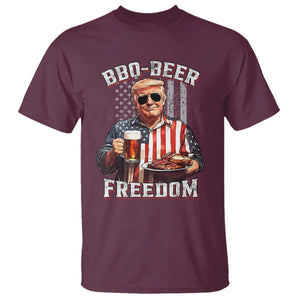 Funny Trump 4th Of July T Shirt Patriotic BBQ Beer Freedom American Flag TS10 Maroon Print Your Wear