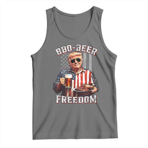 Funny Trump 4th Of July Tank Top Patriotic BBQ Beer Freedom American Flag TS10 Black Heather Print Your Wear