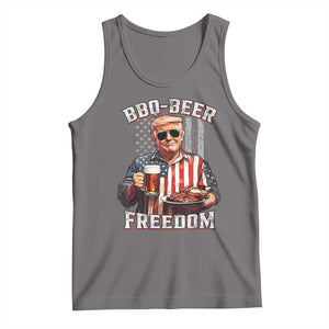 Funny Trump 4th Of July Tank Top Patriotic BBQ Beer Freedom American Flag TS10 Deep Heather Print Your Wear