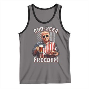 Funny Trump 4th Of July Tank Top Patriotic BBQ Beer Freedom American Flag TS10 Deep Heather Black Print Your Wear