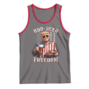 Funny Trump 4th Of July Tank Top Patriotic BBQ Beer Freedom American Flag TS10 Deep Heather Red Print Your Wear