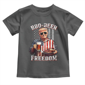 Funny Trump 4th Of July Toddler T Shirt Patriotic BBQ Beer Freedom American Flag TS10 Dark Heather Print Your Wear