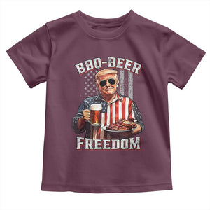 Funny Trump 4th Of July Toddler T Shirt Patriotic BBQ Beer Freedom American Flag TS10 Maroon Print Your Wear