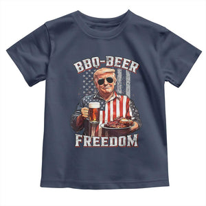 Funny Trump 4th Of July Toddler T Shirt Patriotic BBQ Beer Freedom American Flag TS10 Navy Print Your Wear