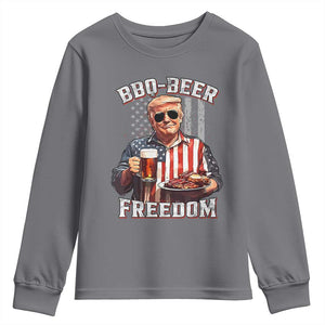 Funny Trump 4th Of July Youth Sweatshirt Patriotic BBQ Beer Freedom American Flag TS10 Charcoal Print Your Wear