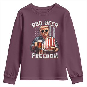 Funny Trump 4th Of July Youth Sweatshirt Patriotic BBQ Beer Freedom American Flag TS10 Maroon Print Your Wear