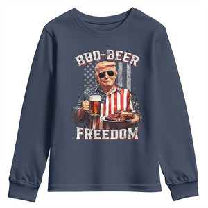 Funny Trump 4th Of July Youth Sweatshirt Patriotic BBQ Beer Freedom American Flag TS10 Navy Print Your Wear