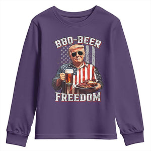 Funny Trump 4th Of July Youth Sweatshirt Patriotic BBQ Beer Freedom American Flag TS10 Purple Print Your Wear
