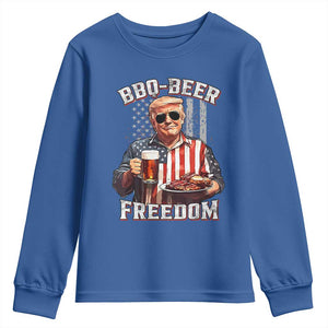 Funny Trump 4th Of July Youth Sweatshirt Patriotic BBQ Beer Freedom American Flag TS10 Royal Blue Print Your Wear