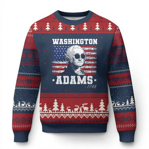 George Washington 1788 Ugly Christmas Sweater Funny 4th of July Retro President Campaign USA Flag TS10 Navy Red Print Your Wear