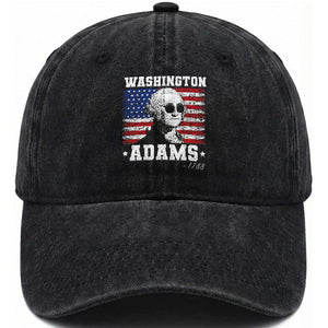 George Washington 1788 Washed Cotton Baseball Cap Funny 4th of July Retro President Campaign USA Flag TS10 Washed Cap Universal Fit Black Print Your Wear